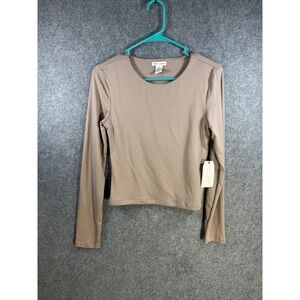 Better Together Womens Mauve Taupe Long Sleeve Crew Neck Top SAJM014 Size M NWT